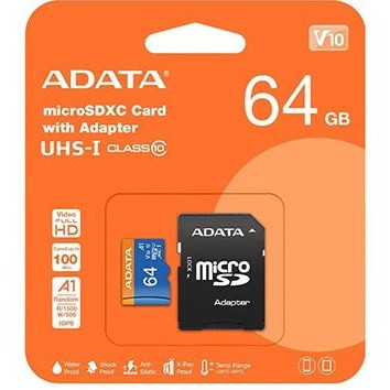 کارت حافظه microSDXC ای دیتا مدل Premier V10 A1 کلاس 10 استاندارد UHS-I سرعت 100MBps ظرفیت 64