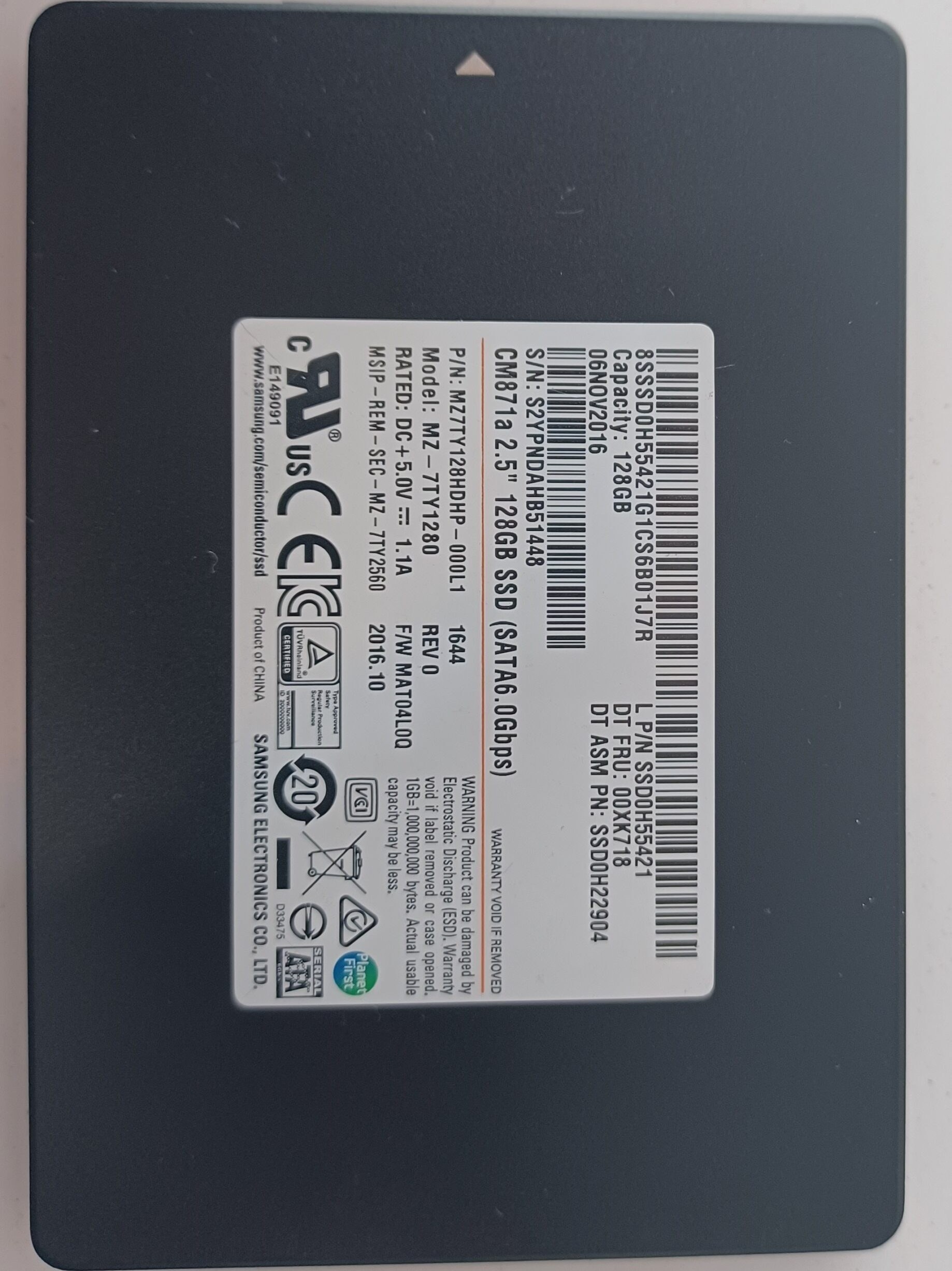 هارد دیسک SSD استوک اینترنال سامسونگ ظرفیت 128 گیگابایت مدل cm871a